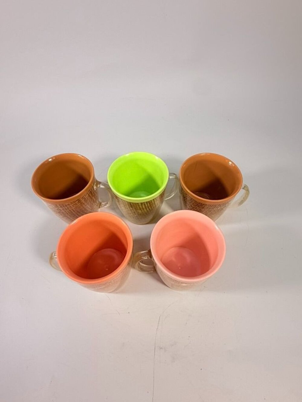 Coffee Mugs Raffiaware Thermal Insulated Melmac Burlap 3.5” Pastels MCM Set of 5 - Picture 12 of 13
